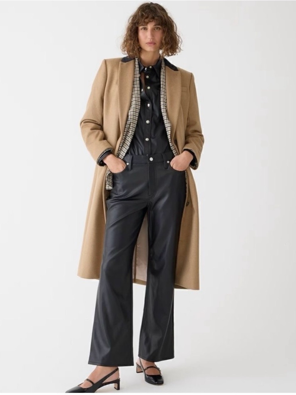 New J. Crew Wide Leg Vegan Leather Slim Pant  Size 33 High Waist NWT
